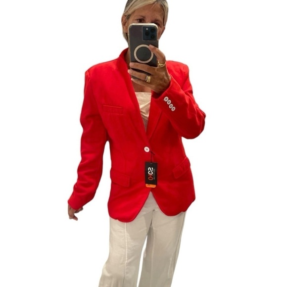 Soho Collection Red Cotton Blend Blazer.Size 48=M - Picture 2 of 16
